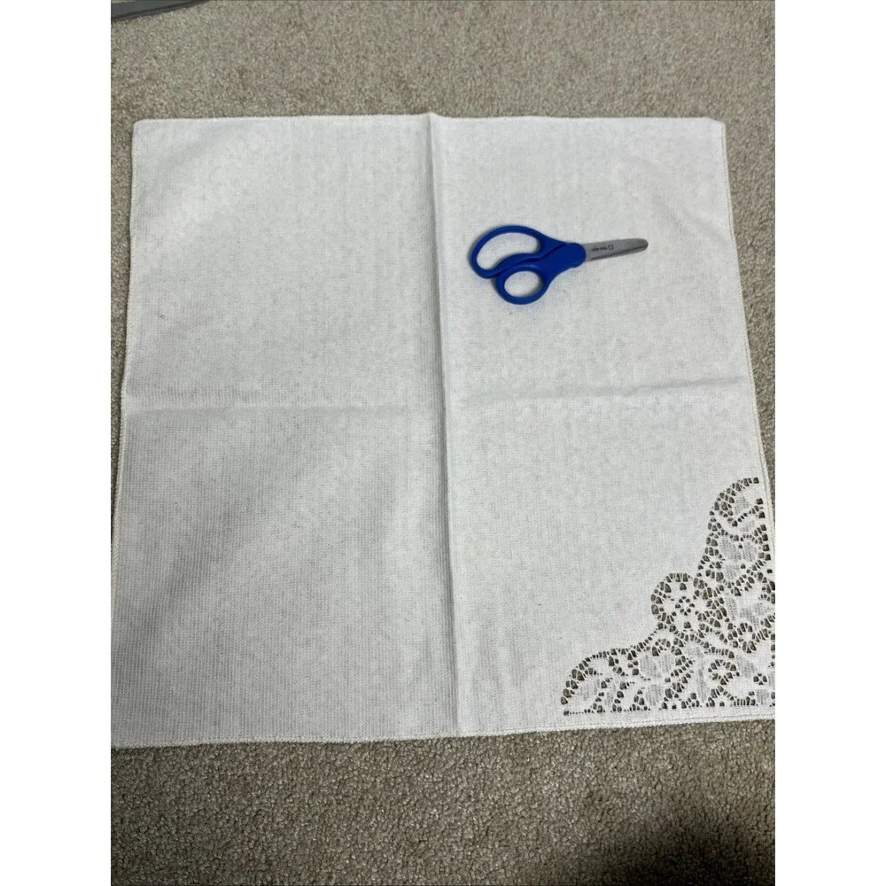 7 VTG Ivory Damask‎ Napkins 16x16” Elegant Woven Floral Border Linen Table Linen
